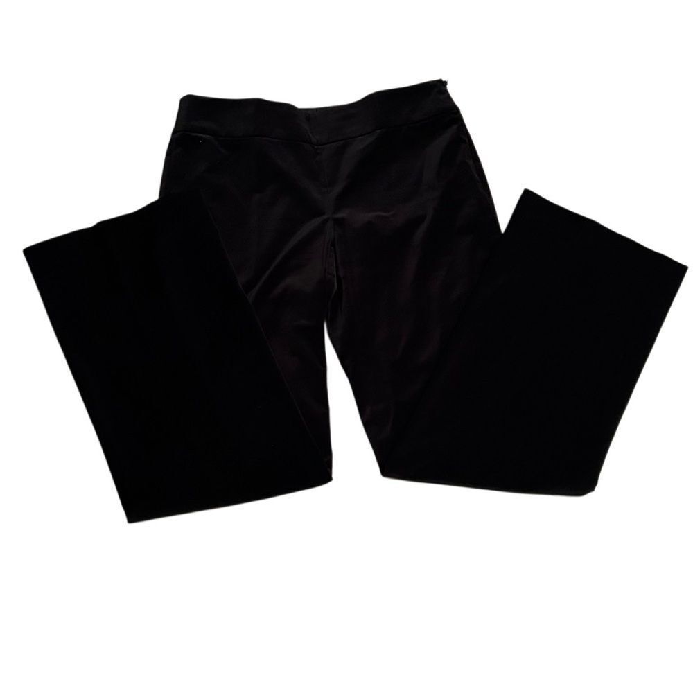 Ann Taylor Black Velveteen Pants High Waist Wide Leg Straight Leg Trouser 8 - Picture 6 of 16